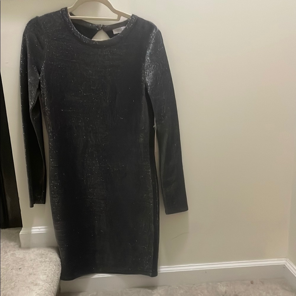 Elegant Silver Long Sleeve Dress